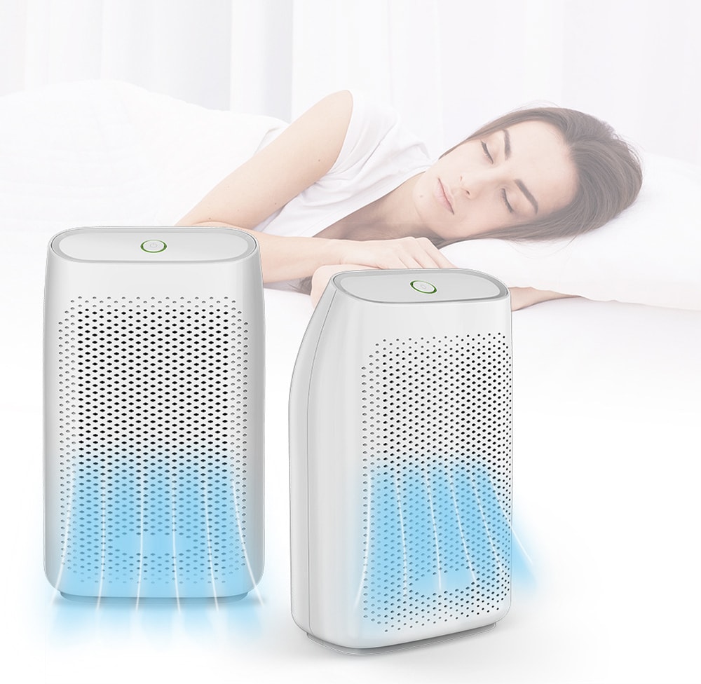 T8 700ml Small Semiconductor Dehumidifier Household Moisture-proof Electronic Intelligent Dehumidifier- Milk White