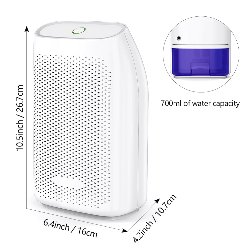 T8 700ml Small Semiconductor Dehumidifier Household Moisture-proof Electronic Intelligent Dehumidifier- Milk White