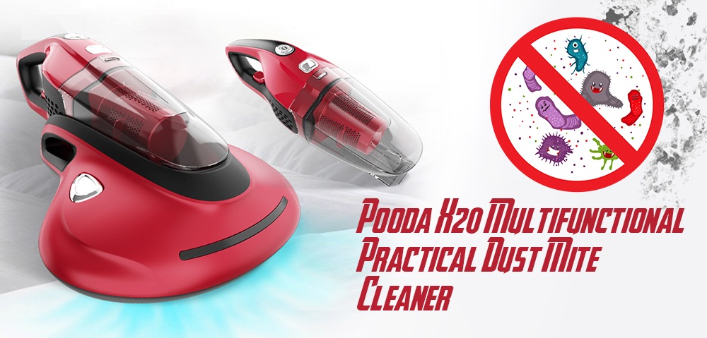 Pooda X20 Multifunctional Practical Dust Mite Cleaner- Cherry Red EU Plug