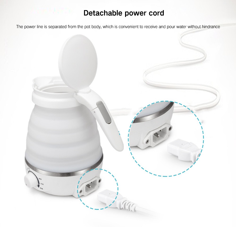 T-Colors TK1802 Travel Mini Folding Portable Electric Kettle - Milk White