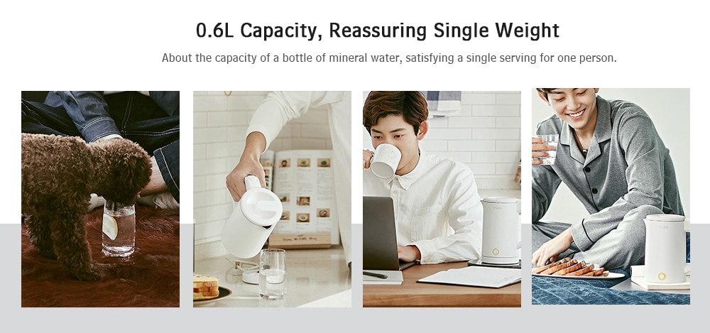 S06 - W1 Electric Kettle Double Layer Anti-scalding Wide Voltage 304 Stainless Steel from Xiaomi youpin- Milk White