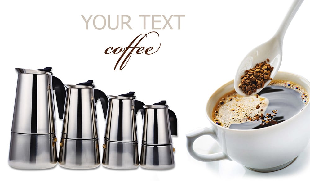 100ML 2-Cup Stainless Steel Mocha Espresso Latte Percolator Stove Coffee Maker Pot- Silver 100ML