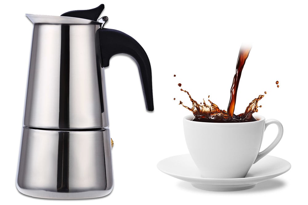 100ML 2-Cup Stainless Steel Mocha Espresso Latte Percolator Stove Coffee Maker Pot- Silver 100ML