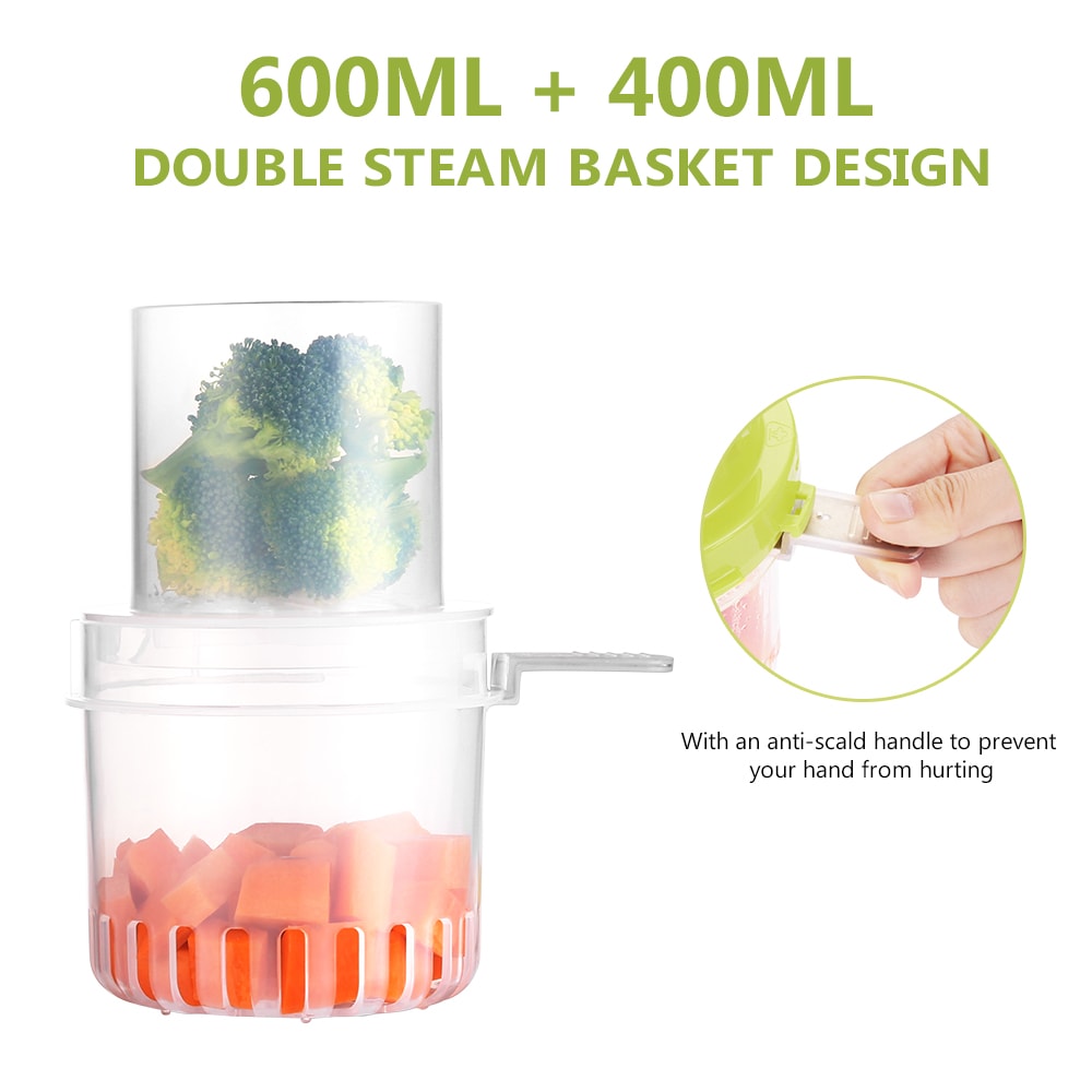 zanmini BFP - 2800E Baby Food Cooker, Steamer and Blender- Yellow Green EU Plug