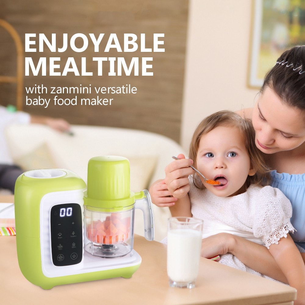 zanmini BFP - 2800E Baby Food Cooker, Steamer and Blender- Yellow Green EU Plug