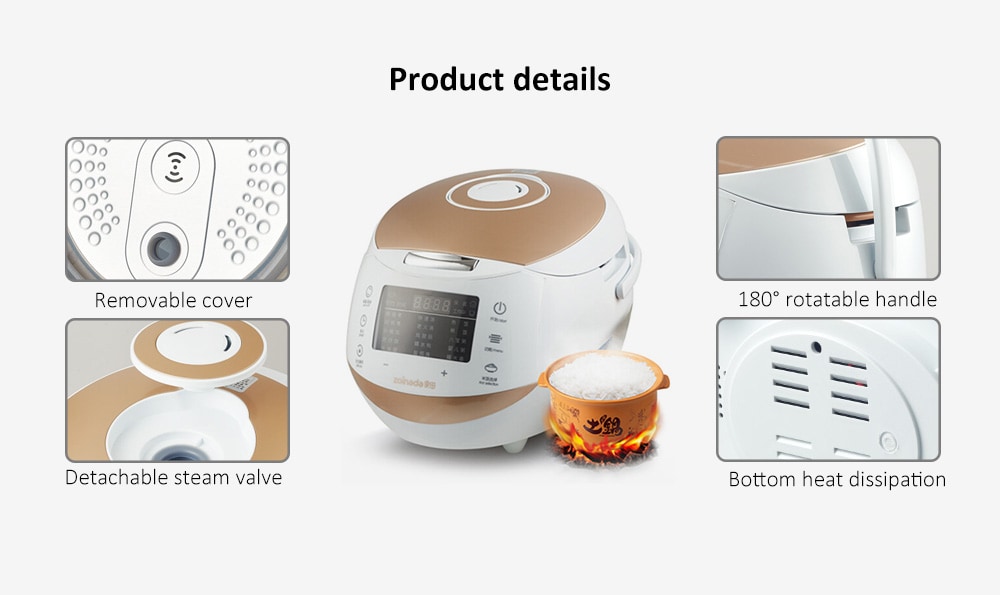 Zoinada RF - 352ACTC 3.5L Touch Type Electric Rice Cooker with Ceramic Uncoated Liner- Tan