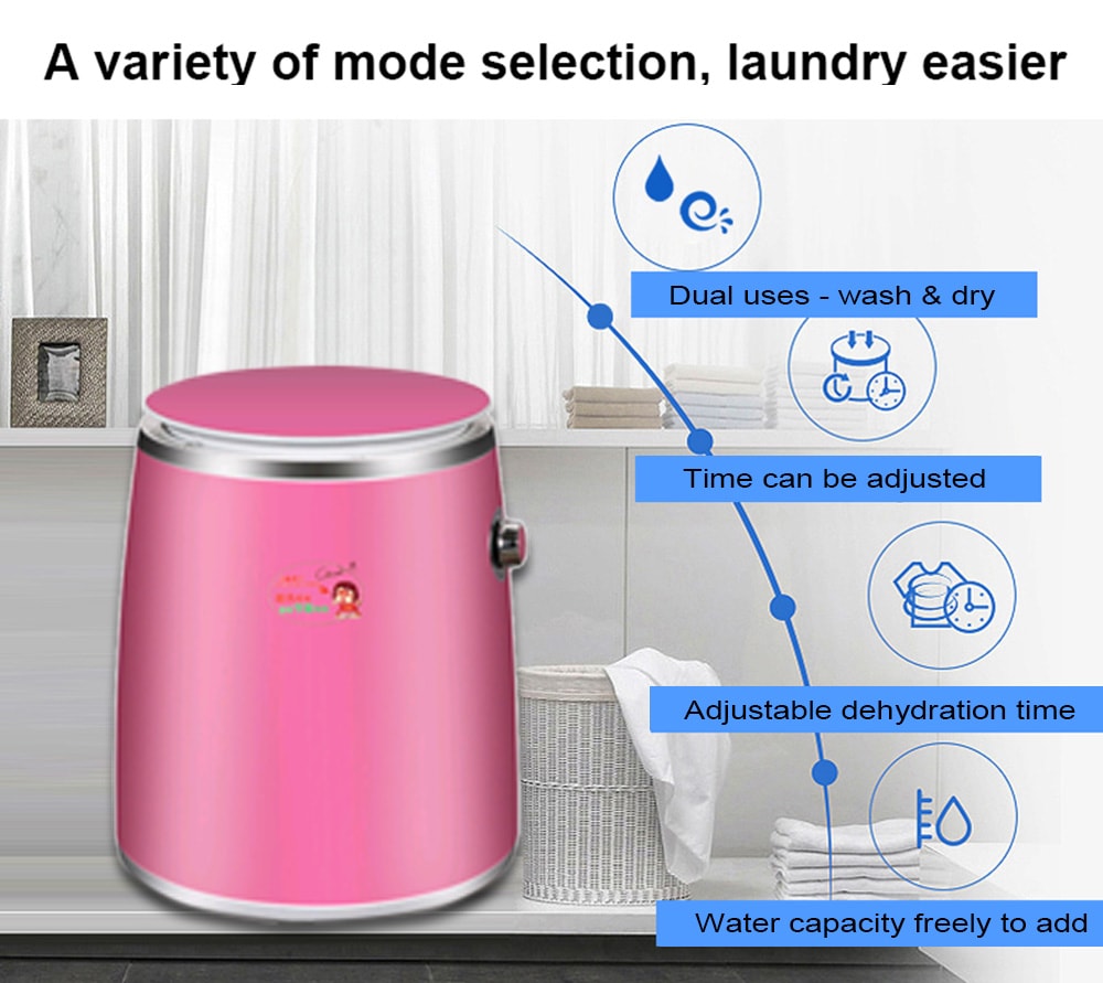 XPB38 - 8 Children Mini Smart Washing Drying Machine for Home Use 220V- Pink Cupcake