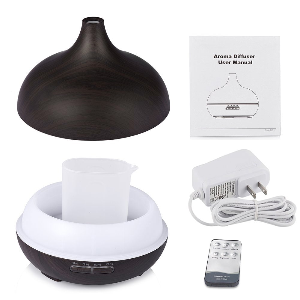 Remote Control Flowerpot Aroma Diffuser 550ML Essential Oil Diffuser Electric Ultrasonic Humidifier- Black