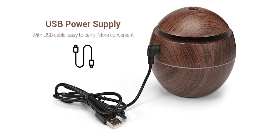 XBH - 035B Round Cover Wood Grain Humidifier Night Light Moisturizer Sprayer- BurlyWood