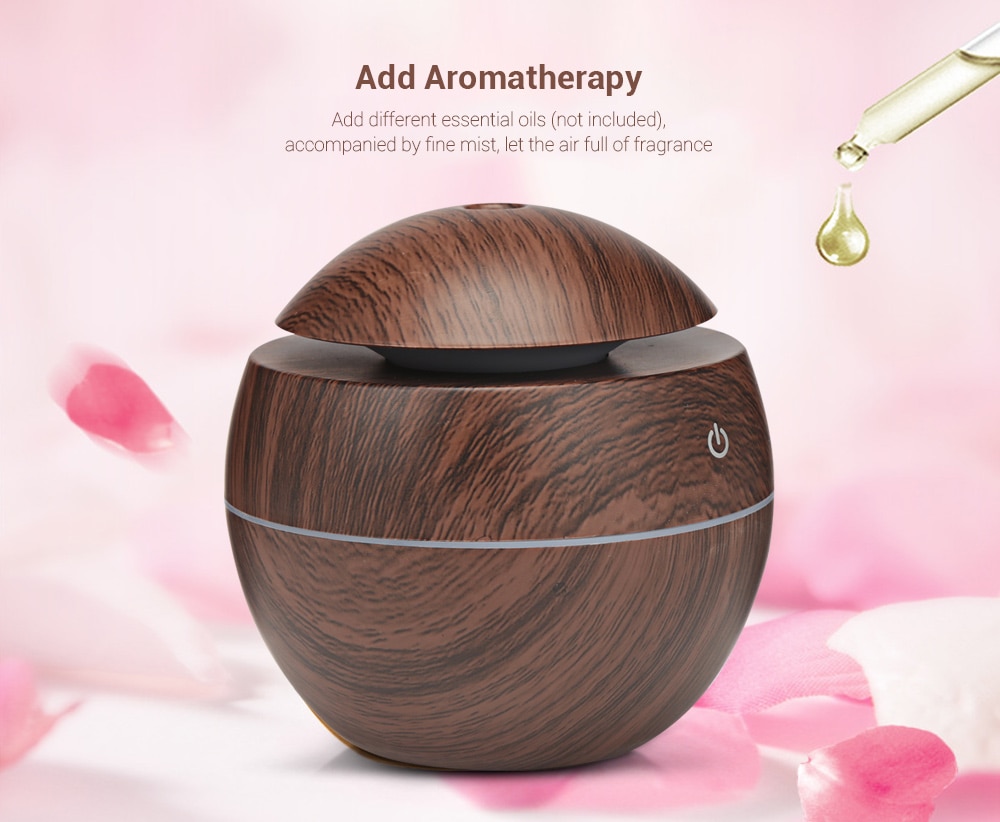 XBH - 035B Round Cover Wood Grain Humidifier Night Light Moisturizer Sprayer- BurlyWood