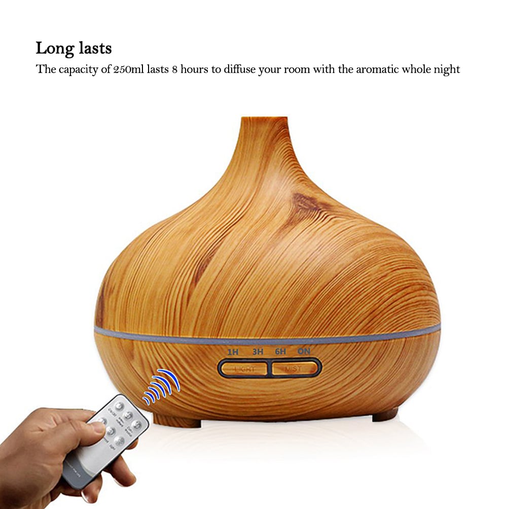 Remote control Aroma Diffuser 550ML Essential Oil Diffuser Electric Ultrasonic Humidifier- Light Brown