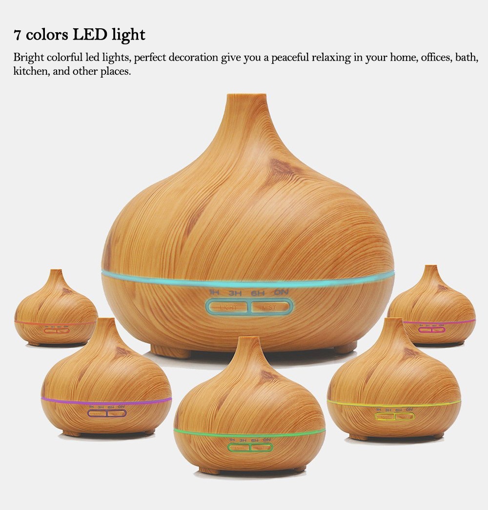 Remote control Aroma Diffuser 550ML Essential Oil Diffuser Electric Ultrasonic Humidifier- Light Brown