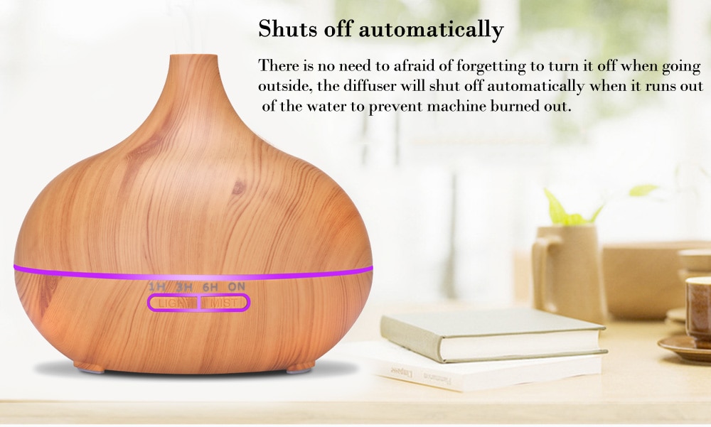 Remote control Aroma Diffuser 550ML Essential Oil Diffuser Electric Ultrasonic Humidifier- Light Brown