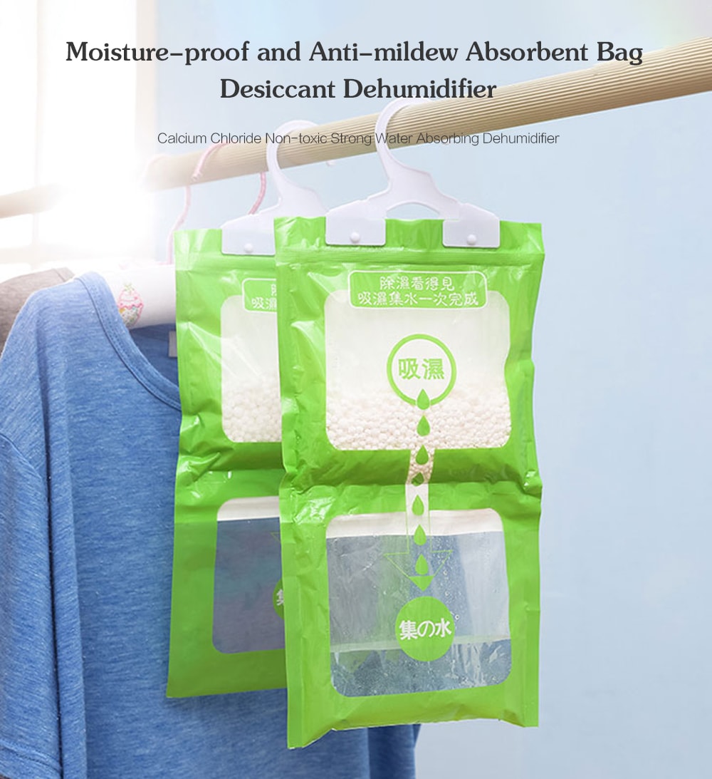 Suspensible Wardrobe Moisture-proof and Anti-mildew Absorbent Bag Desiccant Dehumidifier- Yellow Green