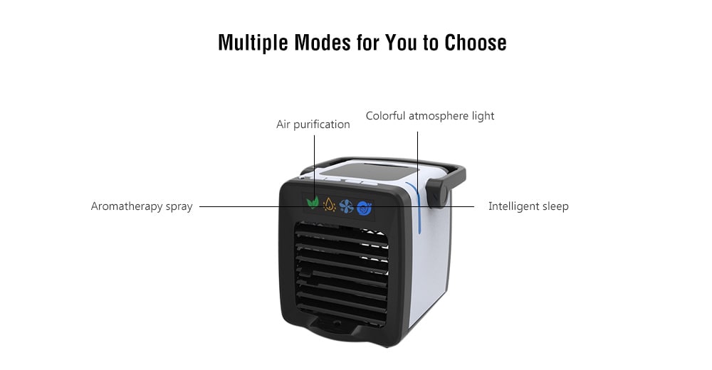 USB Mini Desktop Cold Air Conditioner Fan Humidifier - Black