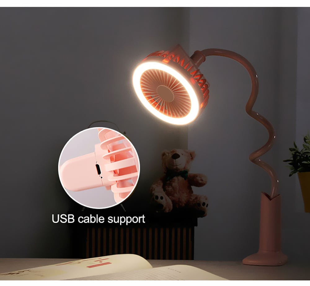 USB Portable Clip On Stroller Fan- Pink