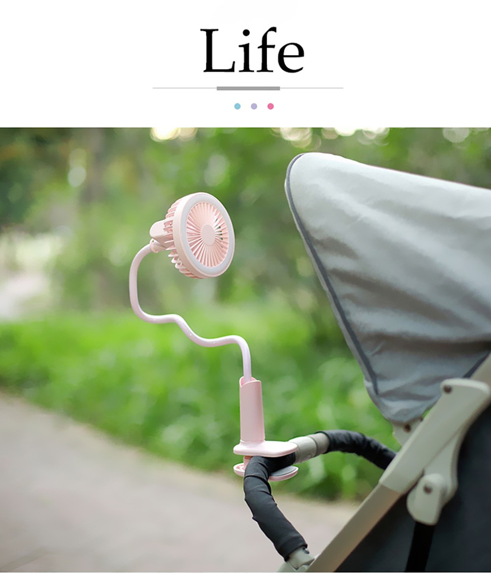 USB Portable Clip On Stroller Fan- Pink