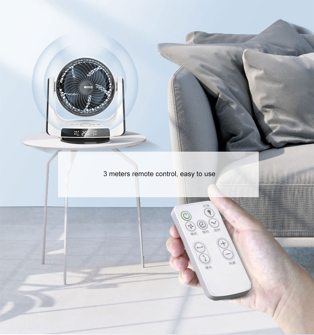 SEEDEN Intelligent Remote Control Home Desktop Shaking Head Fan- White