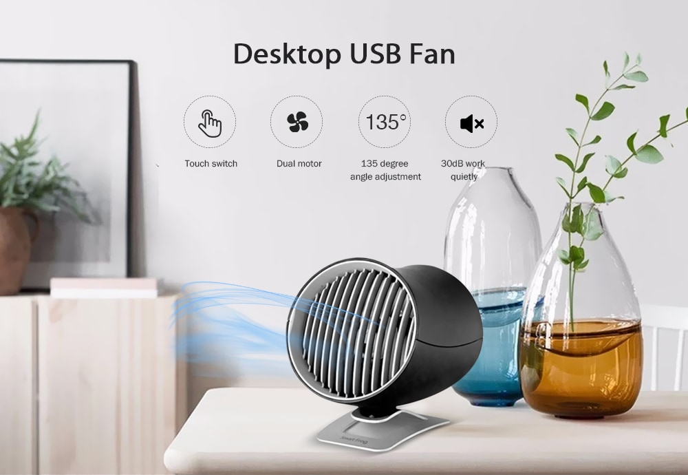 Smart Frog KW - MF100 Cool Whirlwind Desktop USB Fan- Jet Black