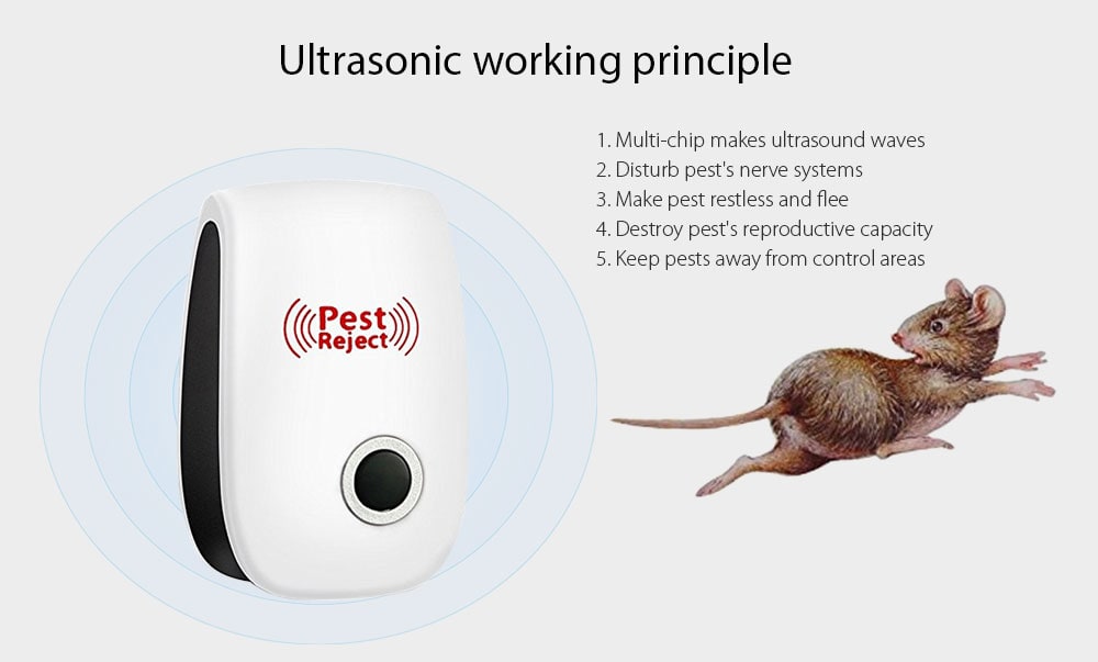 Ultrasonic Control Environment-Friendly Pest Repeller 6pcs- White US Plug