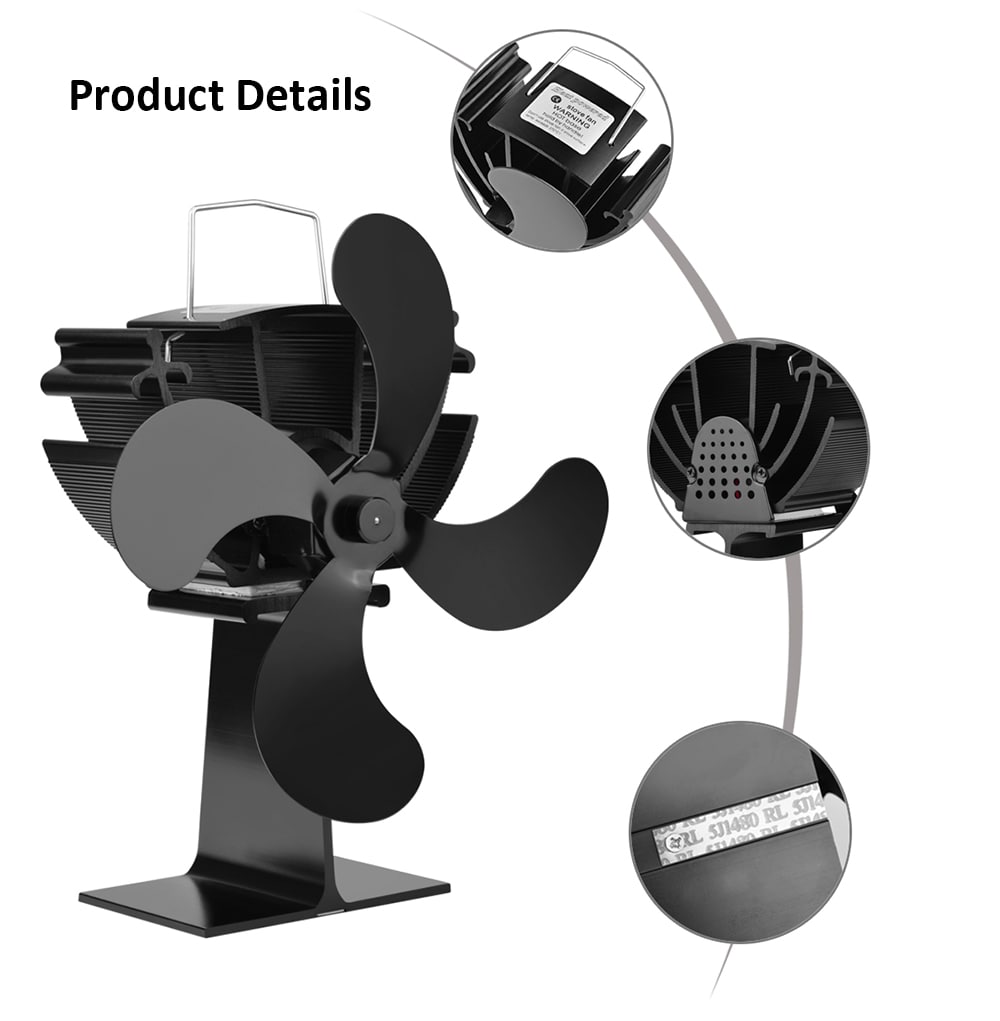 XL - BLFS - 700E Heat Powered Stove Fan- Black