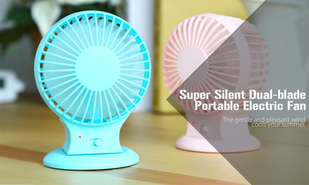 Super Silent Dual-blade Mini Handheld Portable Electric Fan- Blue