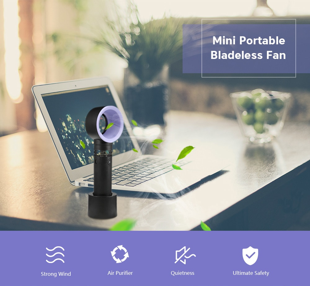 Portable USB Cordless Bladeless Fan- Black