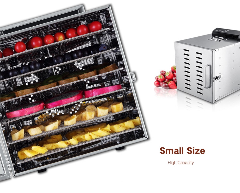 Stainless Steel Dried Fruit Machine Vegetable Dehydrator Food Dryer- Silver UK Plug