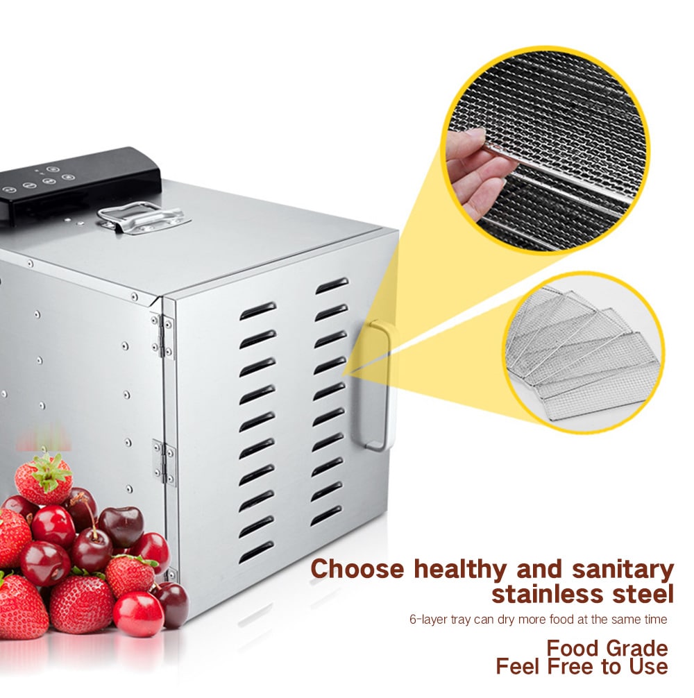 Stainless Steel Dried Fruit Machine Vegetable Dehydrator Food Dryer- Silver UK Plug