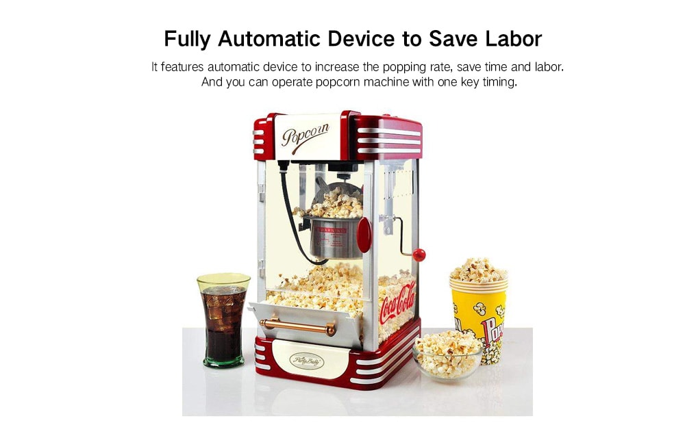 Stainless Steel Automatic Spherical Commercial Popcorn Machine- Red