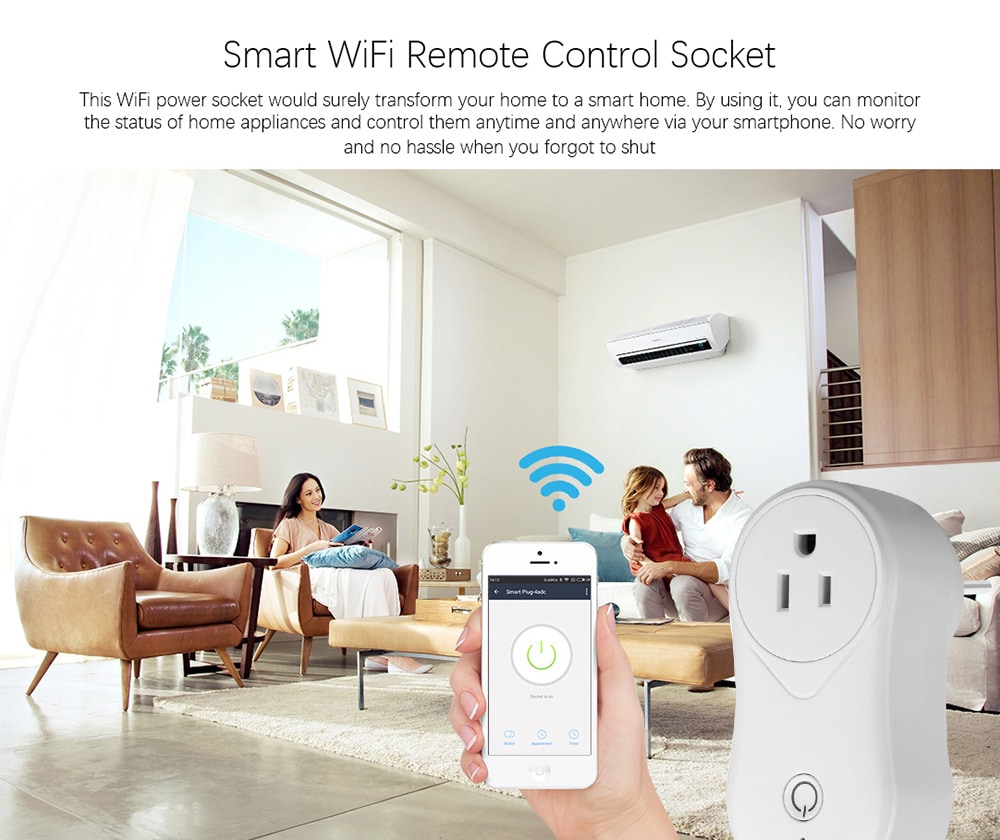 S2 WiFi Smart Plug Intelligent Timer Switch Socket with USB Charging Port for Smart Home Devices- White