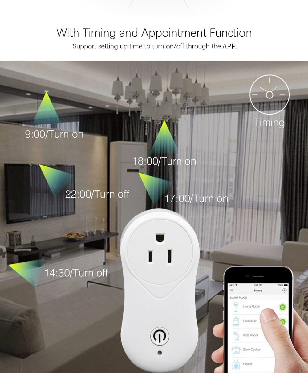 S2 WiFi Smart Plug Intelligent Timer Switch Socket with USB Charging Port for Smart Home Devices- White