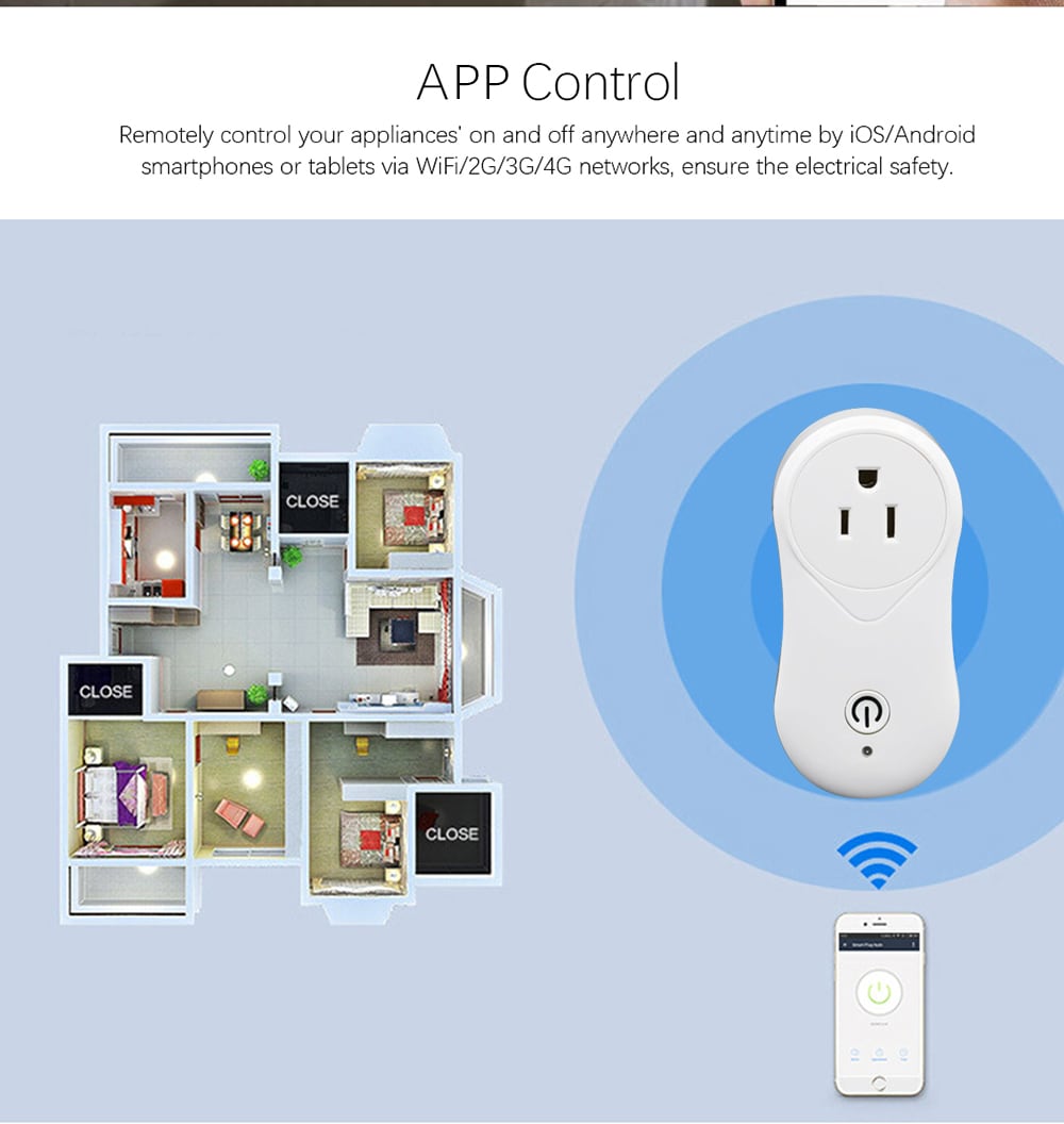 S2 WiFi Smart Plug Intelligent Timer Switch Socket with USB Charging Port for Smart Home Devices- White