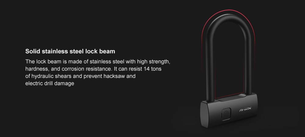 Smart Fingerprint Durable Waterproof U-lock from Xiaomi youpin- Black Short