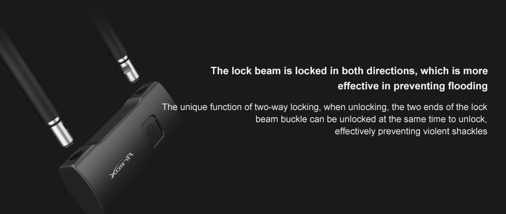 Smart Fingerprint Durable Waterproof U-lock from Xiaomi youpin- Black Short