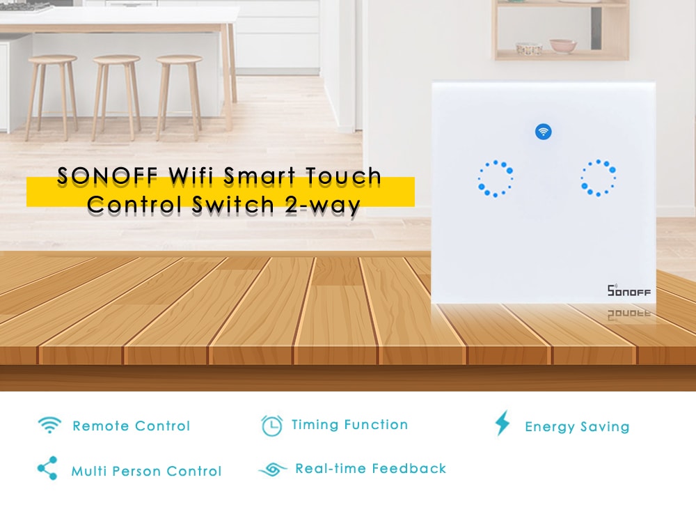 SONOFF Wifi Smart Touch Switch 2-way European Standard Panel- White