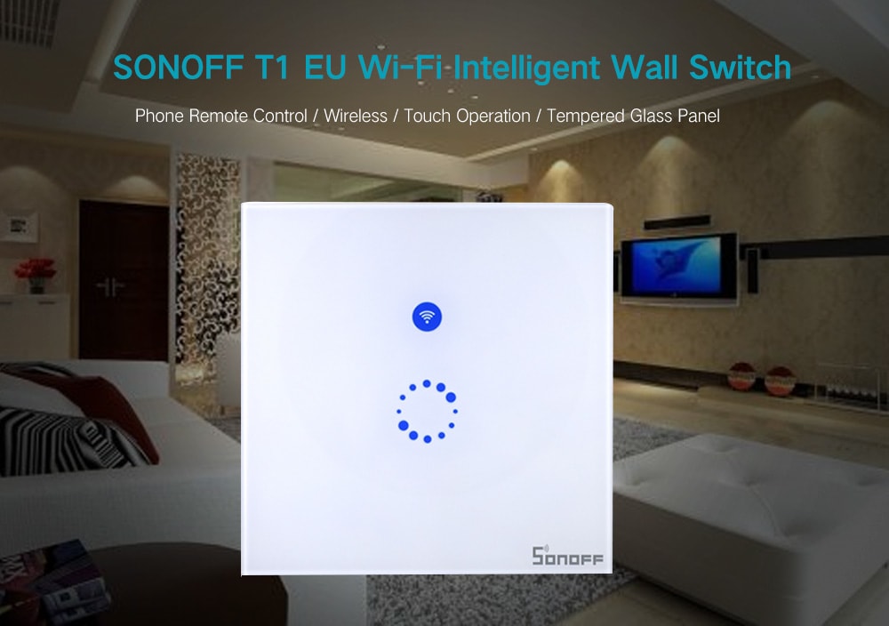 SONOFF T1 EU 1 Gang Wifi Wall Switch Wireless Remote Light Touch Control Work with Alexa- White