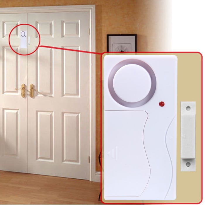 Remote Control Door Security Alarm Smart Magnetic Sensor Window Anti-theft Alertor for Home Office Warehouse- White