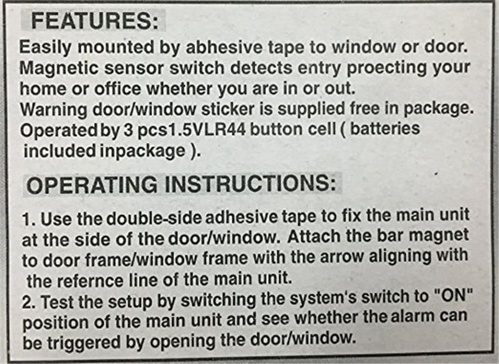 Wireless Entry Home Door Window Burglar Alarm With Safety Security ALARM System Magnetic Sensor- White 1Pc