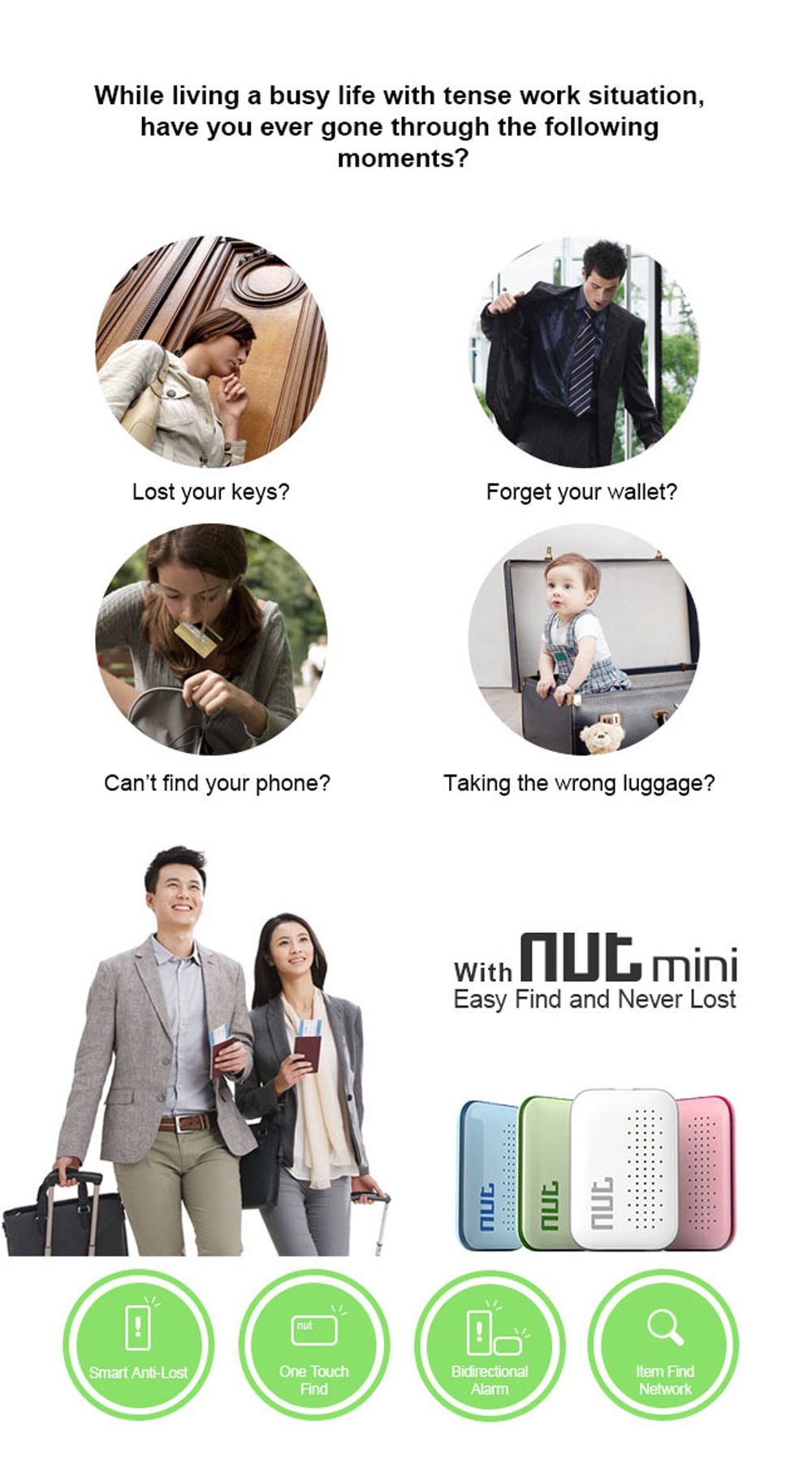 Nut mini Smart Bluetooth Tracker Tracking Key NUT Mini Smart Tracker Finder Tags Tor Child Key Finder Alarm GPS Locator- Day Sky Blue