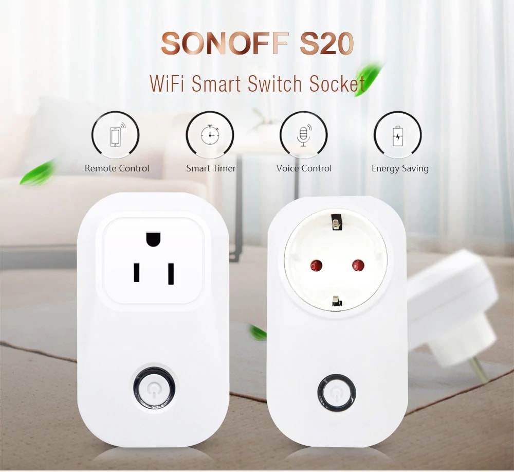 SONOFF S20 WiFi Smart Switch Socket for Home Safety- White