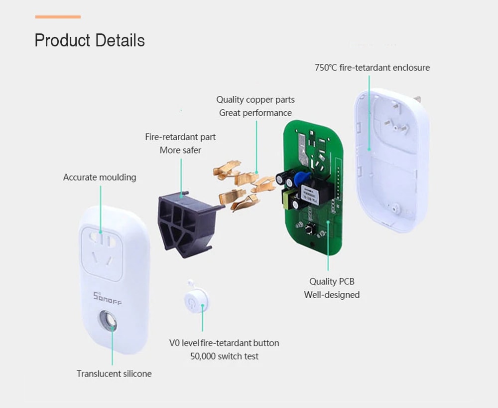 SONOFF S20 WiFi Smart Switch Socket for Home Safety- White