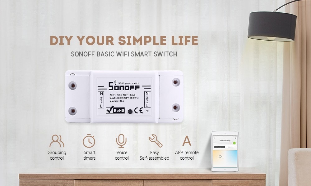 SONOFF BASIC WiFi Wireless Smart Switch for DIY Home Safety- White