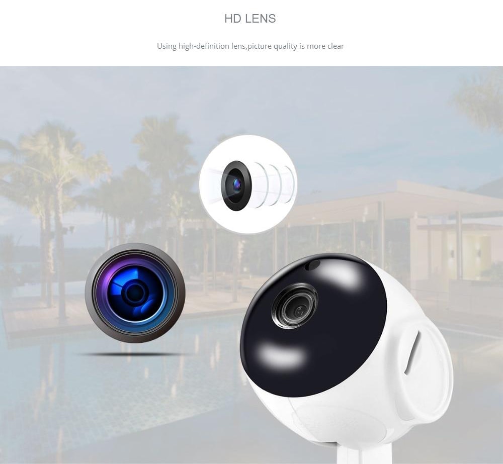 V380 HD 720P Smart IP Camera WiFi Mobile Remote Control with PTZ Function for Home Security- Milk White EU Plug