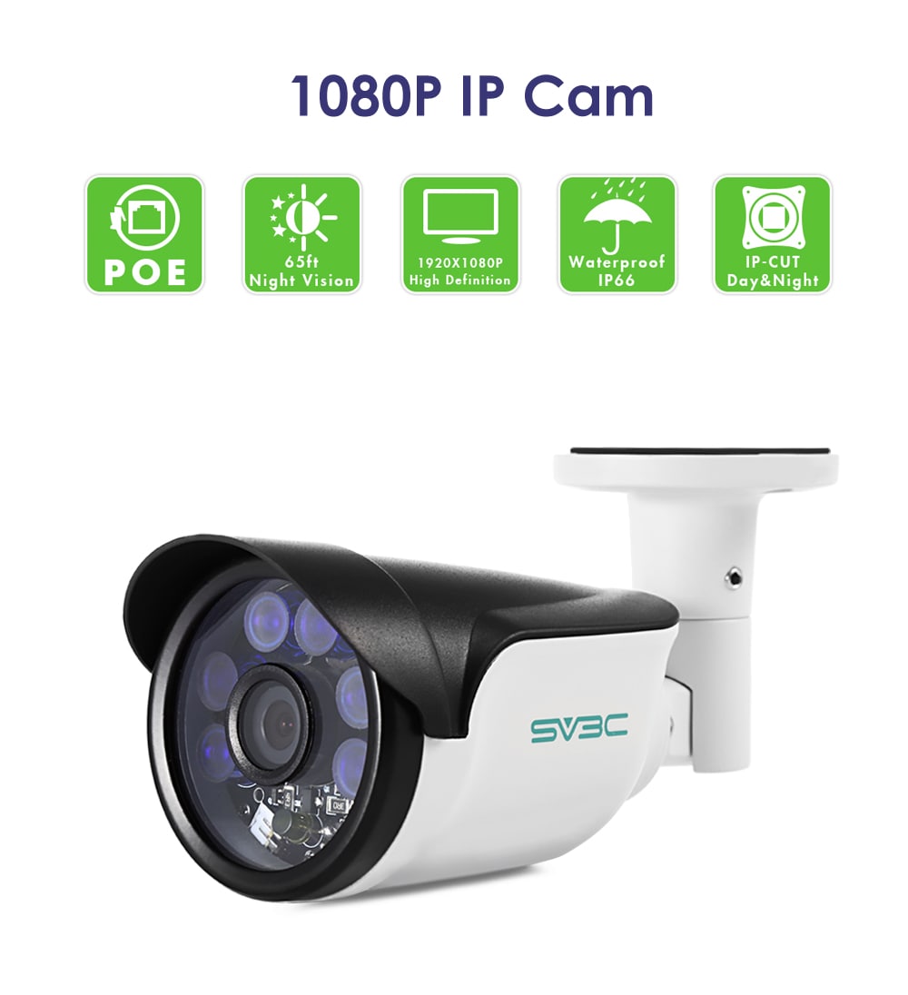 SV3C SV - B01 1080P HD Bullet Outdoor Waterproof IP Camera- White and Black EU Plug