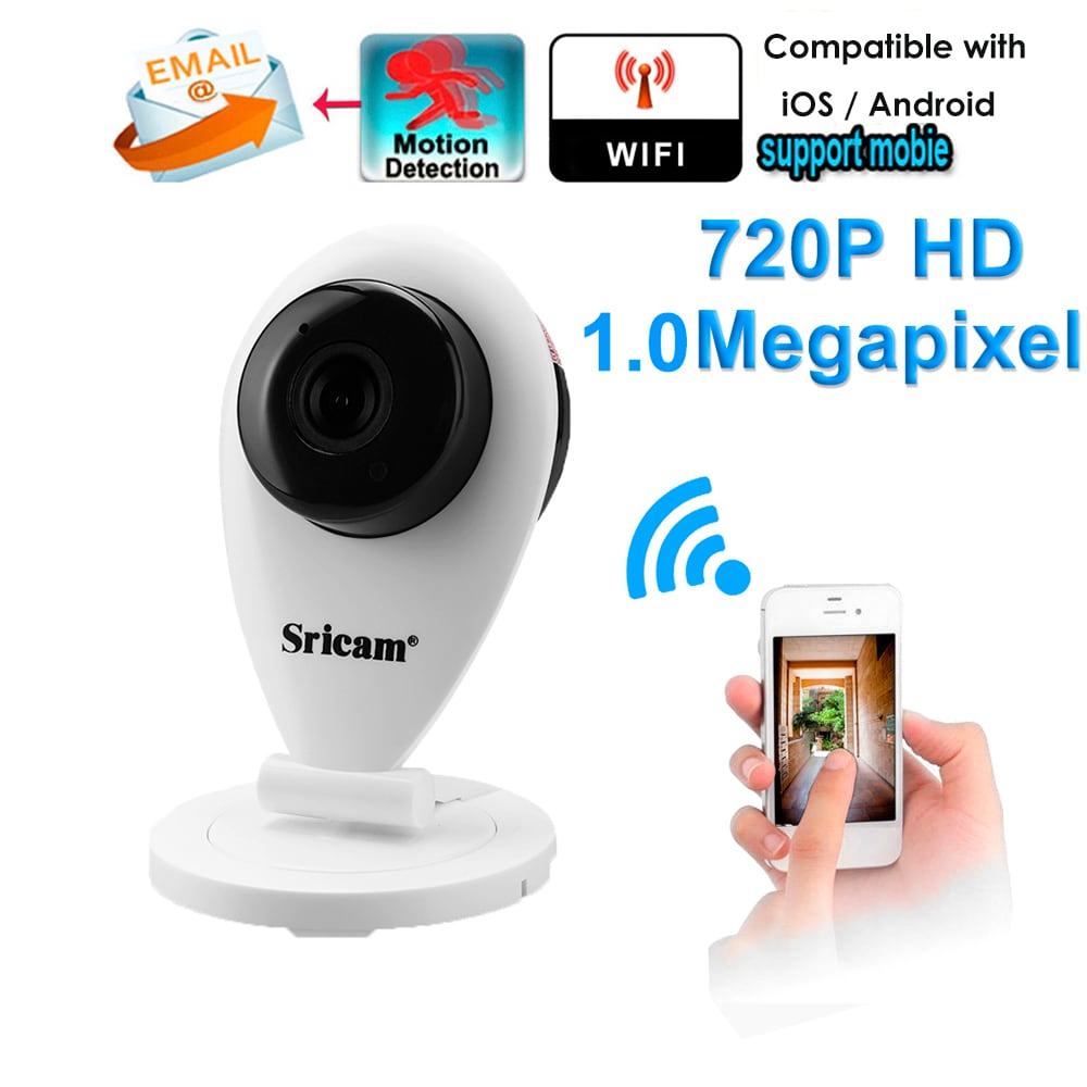 Sricam SP009 720P H.264 Wifi 1.0 Megapixel Wireless ONVIF CCTV Security IP Cam Pet Camera TF Slot- White EU Plug