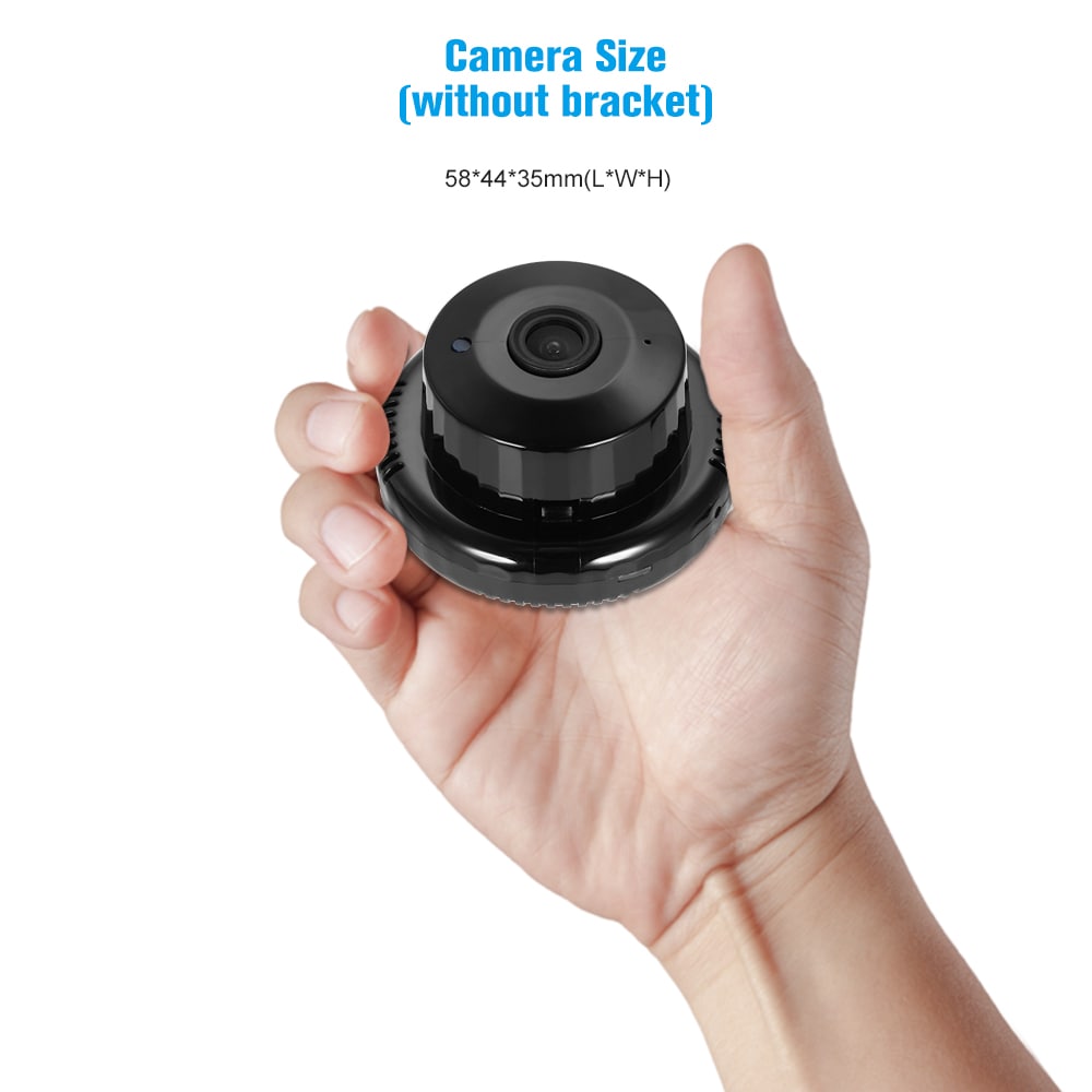 Q1 Wireless Camera WiFi Remote Monitoring Mini Panorama Home Intelligent HD Networking IP Camera with Bracket- Black EU Plug