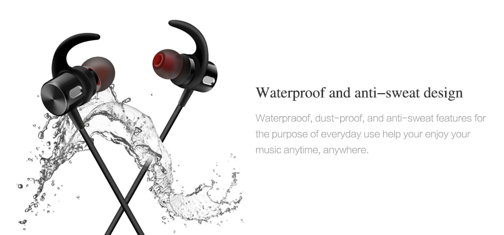 SOWAK F3 Sports Bluetooth Earbuds Stereo Magnetic Sweatproof Earphone with Mic and In-line Control- Black