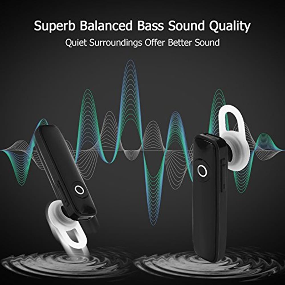 Wireless Bluetooth 4.1 In Ear Earpiece Earbuds Earphones Headphones with Noise Reduction- Black