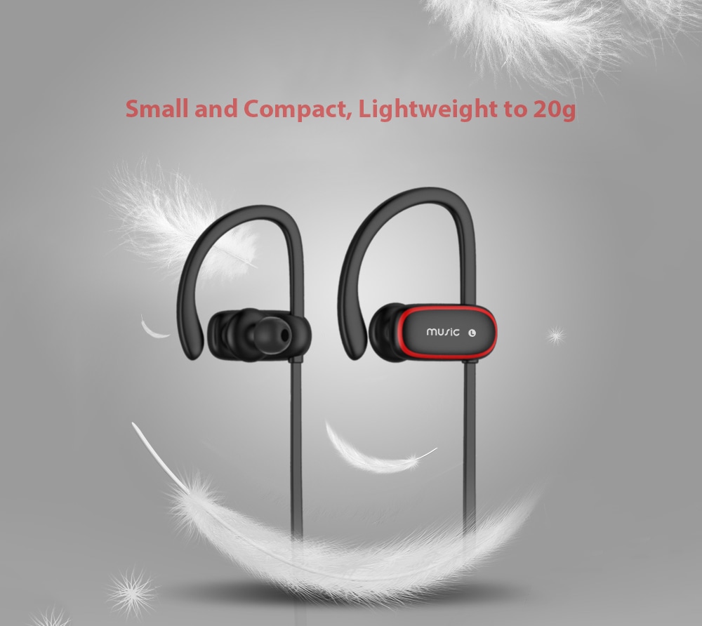 TH - E12 Bluetooth Sports Earphone with Adjustable Ear Hooks IPX5 Waterproof Wireless Earbuds- White